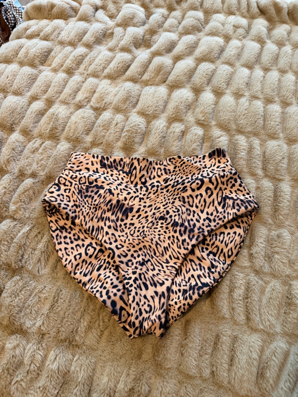 Skatie Leopard Print High-Waist Bikini Bottoms - Tan/Black